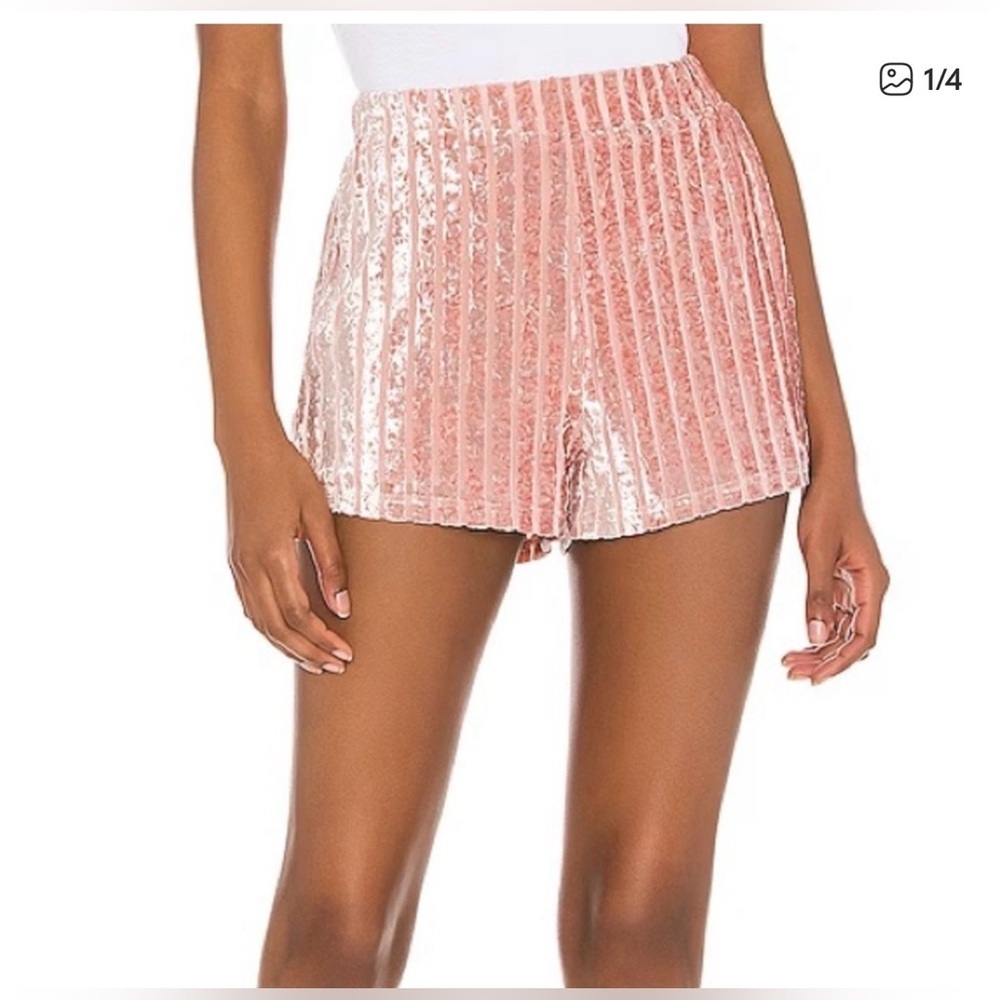 Lovers and Friends Nicola Velour Shorts in a blush pink color Sizw M